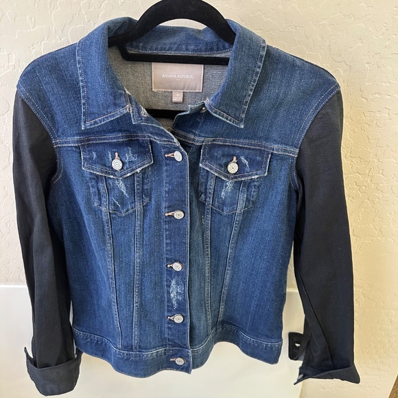 Distressed Jean Jacket Blue & charcoal - Picture 2 of 3